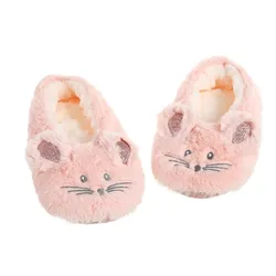 Cozy Women's Winter Plush Fur Slippers with Soft Grip Sole and Heart Design - 39 - 40 (Pink)