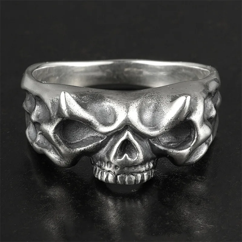 New Arrival Vintage Skull Head Thai Silver Men Finger Party