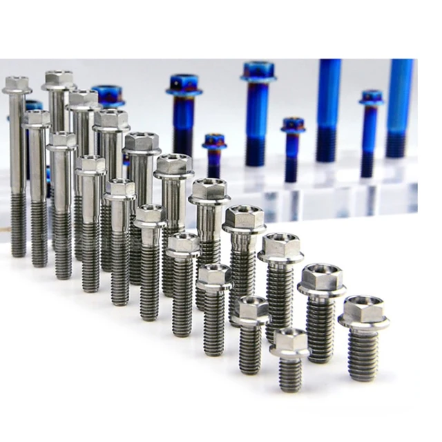 Bulloni In Titanio Per Bici - Testa Esagonale Flangiata - M8 X 35mm - Confezione Da 6 - Rainbow - Foto 6