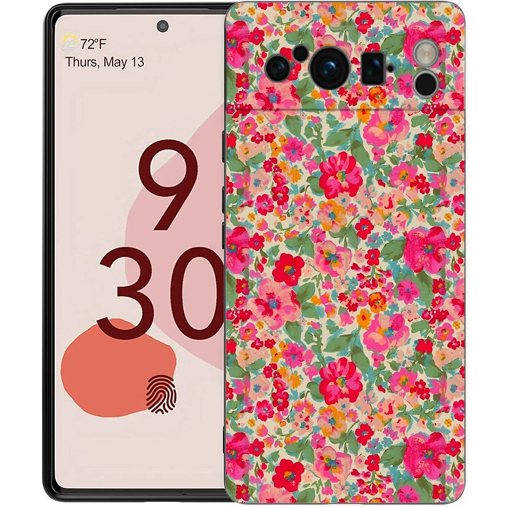 Elegant Floral Art Black Soft TPU Phone Case - Luxury Back Cover