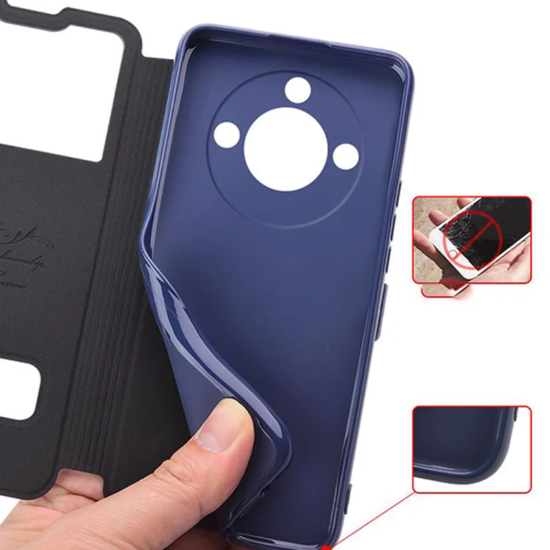 Luxury View Window Magnetic Flip PU Leather Case