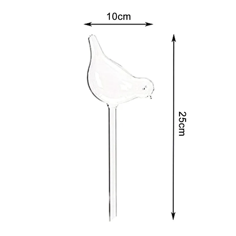 Self Watering Globes Plant Waterer Bird Shape Hand Blown Clear Aqua Bulbs