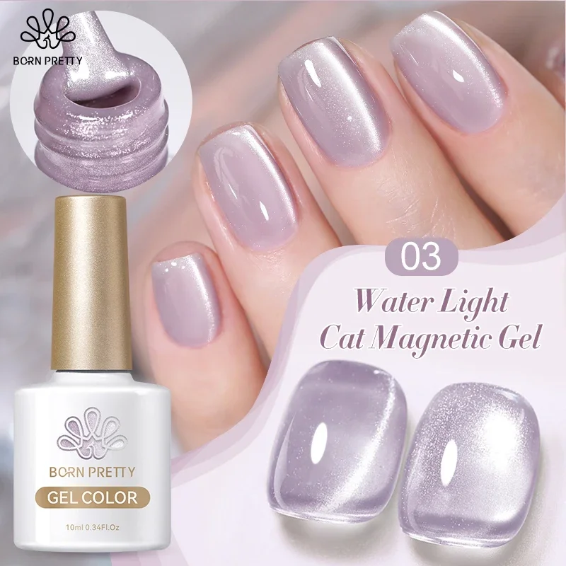 Geboren Mooie 10Ml Bruisend Water Licht Kat Magnetische Gel Nagellak Vernis Semi Permanent Doorweekt Kristal Gel Lak Voor Nagels