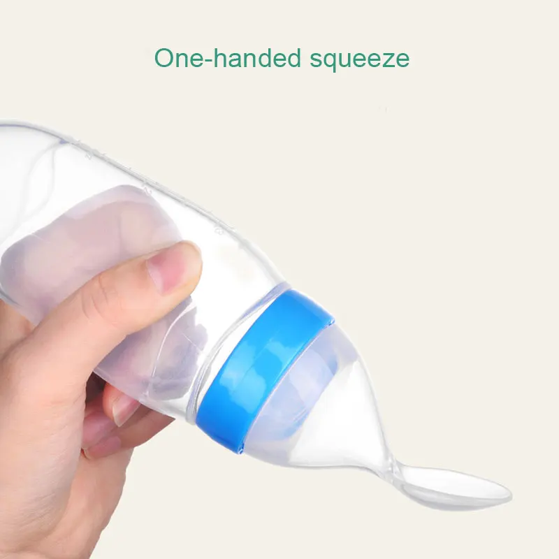 Baby Silicone Squeeze Bottle Spoon Convenient to Use with Standing Base for Infant Dispensing and Feeding silicone feeding spoon silicone cutlery set learning spoons baby cutlery