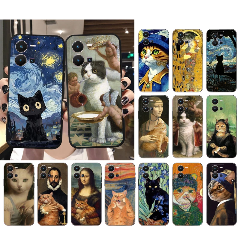 

Van Gogh Gustav Klimt Mona Lisa Fun Cat Case For VIVO Y53S Y33S Y01 Y11S Y31 Y21 Y70 Y21S Y72 Y35 V27E V23E V21 V2023 V21E