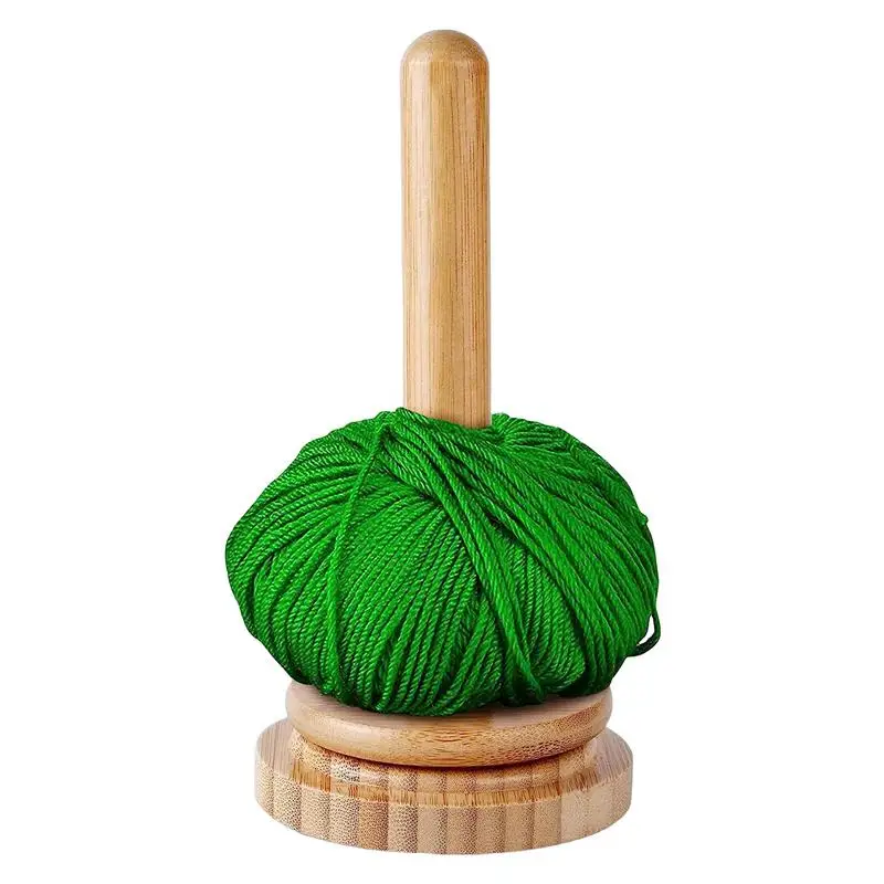 Wood Yarn Ball Holder Manual Yarn Dispenser Holder Winder Knitting Vertical Rotating Weaving Rack Winding Roll Holder Dispenser