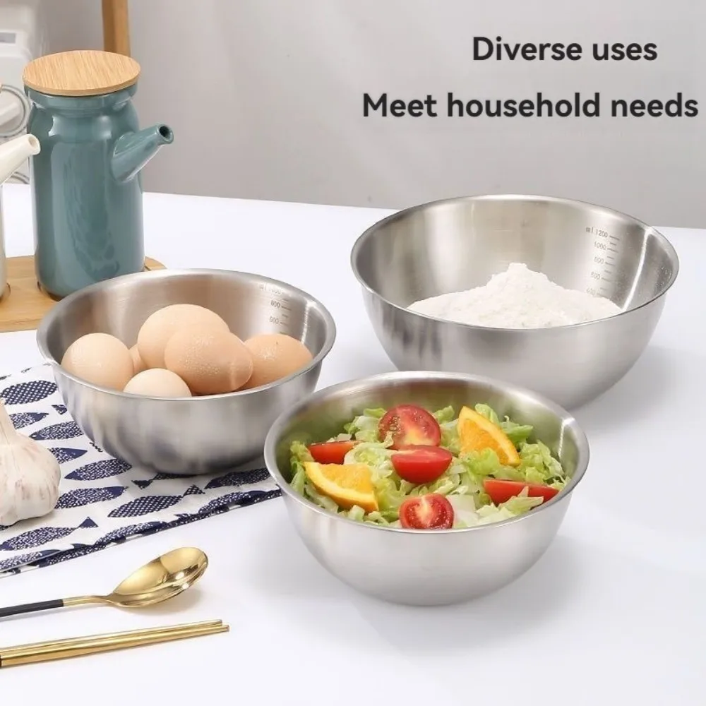 Stainless Steel Bowl Multi Functional Vegetable Egg Mixing Drain Basket Soup Basin Kitchen Cooking And Storage Tool