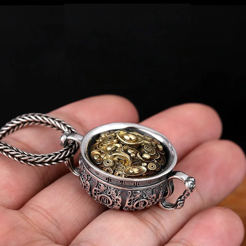 Chinese Style Silver Necklace Men Retro Sweater Chain