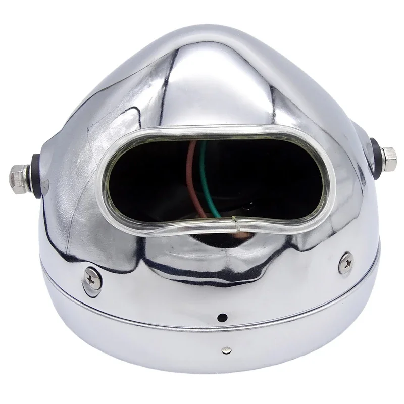 Alchemy Parts Retro-Style motorfiets rechthoekige 12V koplamp in glanzend zwart | E-markering/gehomologeerd | Hoog- en dimlicht met zijlicht