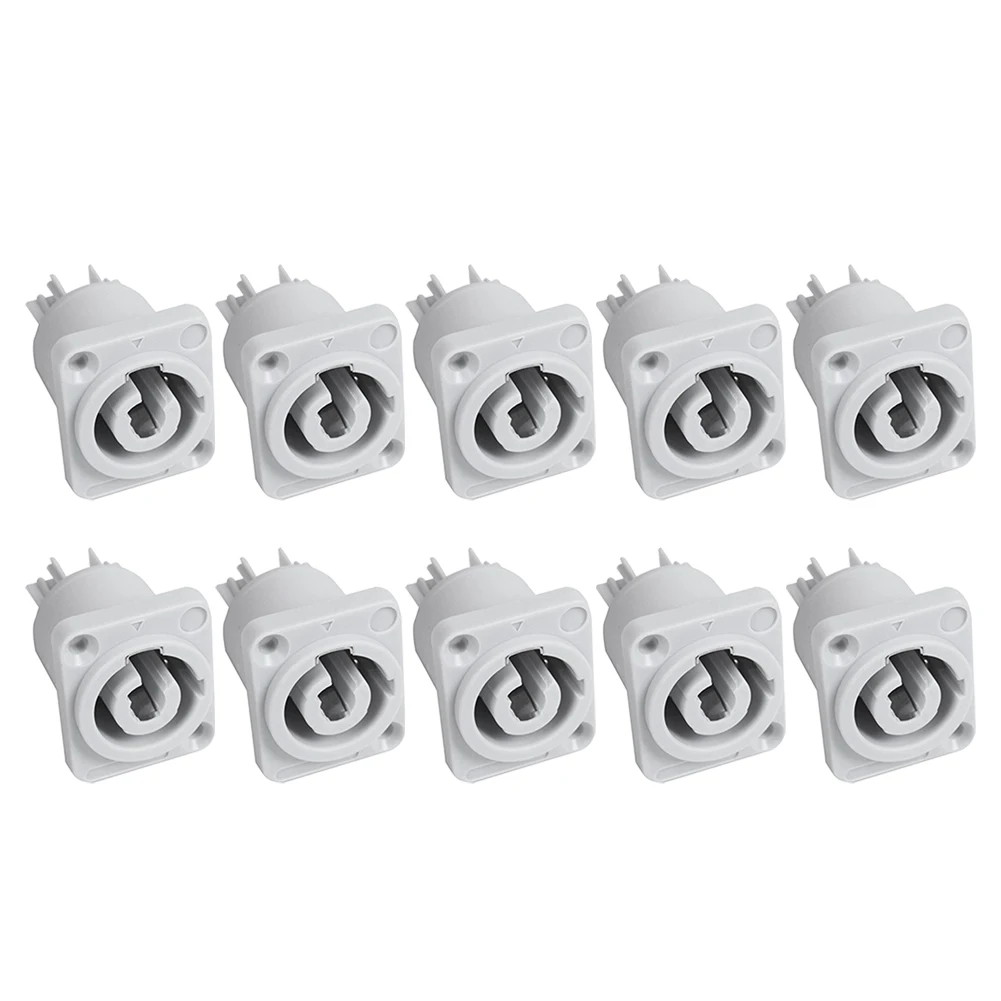 10PCS Powercon Connector 3 Pins 20A 250V Power Speaker Panel Socket Female for LED Screen Stage Lighting,Grey