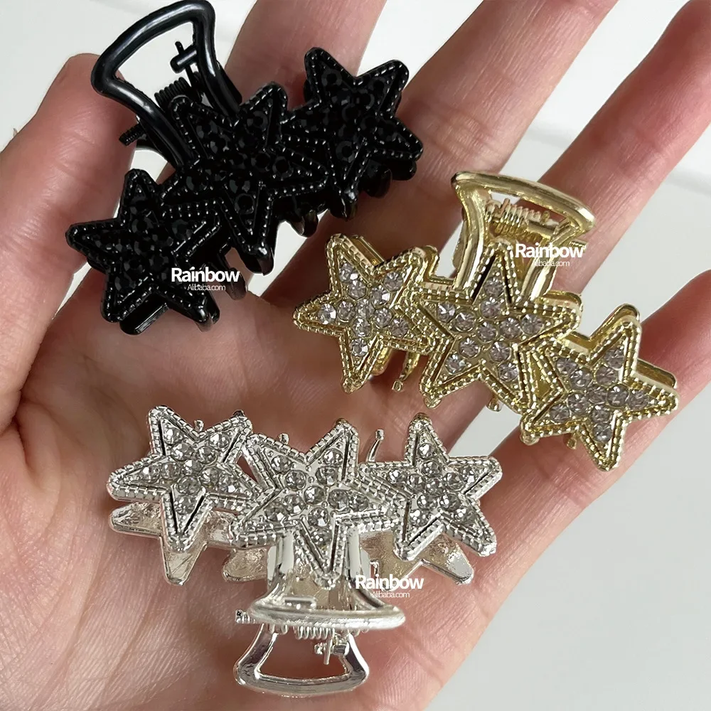 Sweet Cool Y2K Star Zircon Hair Claw Pins 2023 Summer New Korean Charm Temperament Metal Shark Clip Hair Accessories for Women korean camellia flower hair claw clips women elegant charm temperament high ponytail fixed holder hairpin headwear accessories