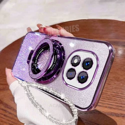 Glitter-Plating Chain Case with Holder and Lanyard for RedmiNote14 Pro Plus (SFCX SJS Purple)