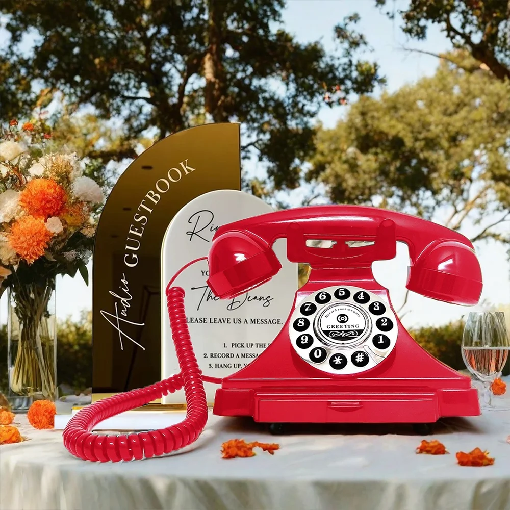vintage phone Audio guest book retro rotary style antique audio guestbook phone message voice recorder for wedding party