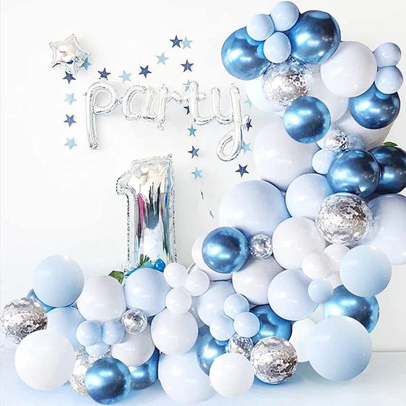 

Blue Balloons Set Confetti Metallic Confetti Balloon for Kids Birthday Party Baby Shower Graduation Decoration Wedding Balloon