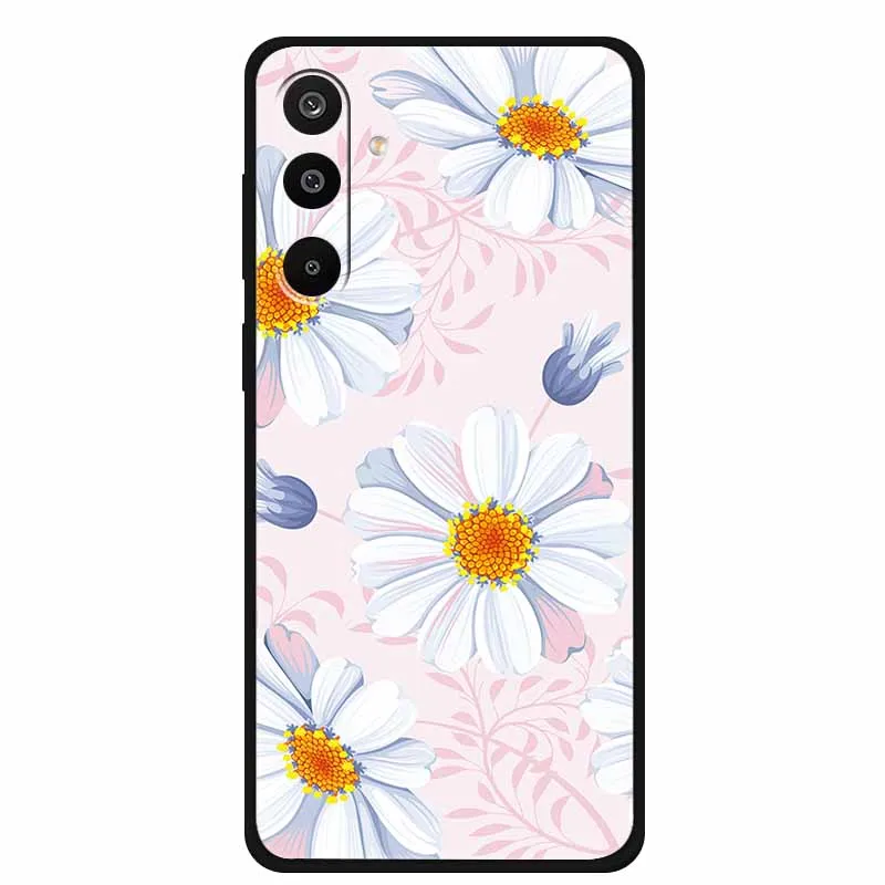 Floral Printed Silicone Phone Case - Black TPU Cover