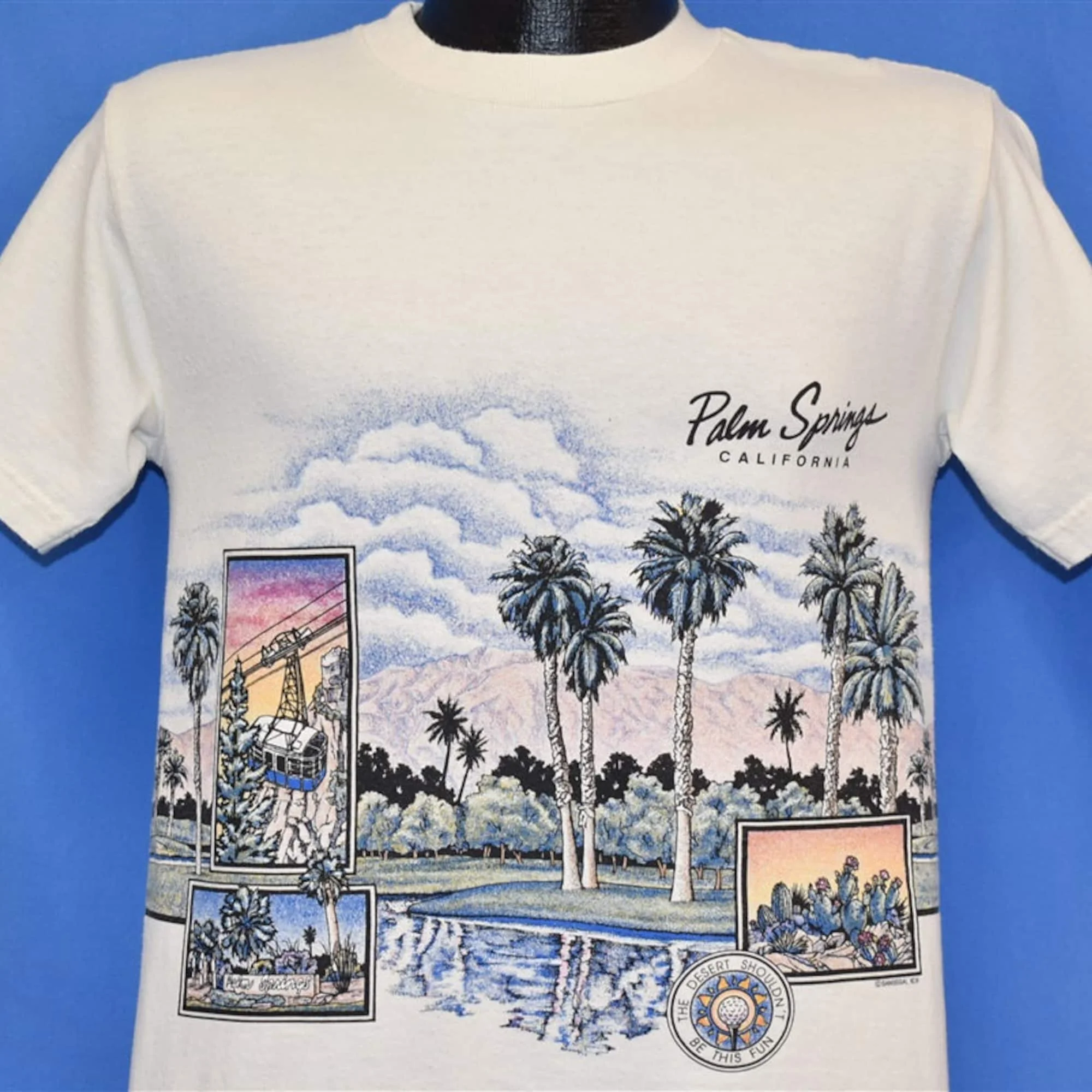Maglietta Souvenir Anni '90 Palm Springs California Desert Tree Piccola