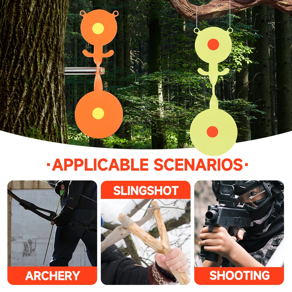 Bersaglio in acciaio con ripristino automatico Spinner per bersaglio da tiro all'aperto con fionda e pistola ad aria compressa con accessori semplici ad alta visibilà  18