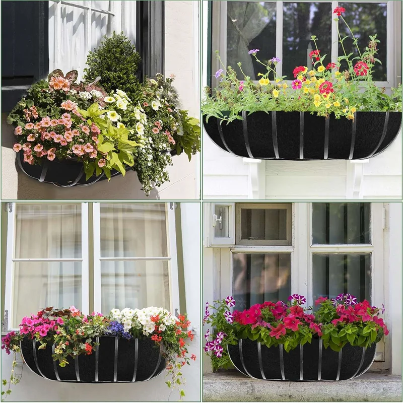 3PCS Plant Liner 30 Inch Fabric Window Box Liners Replacement Black Non-Woven Hanging Plant Liner
