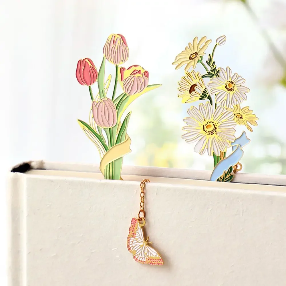 Flower Metal Bookmark metal bookmark,floral painting bookmark,bookmarks stationery supplies