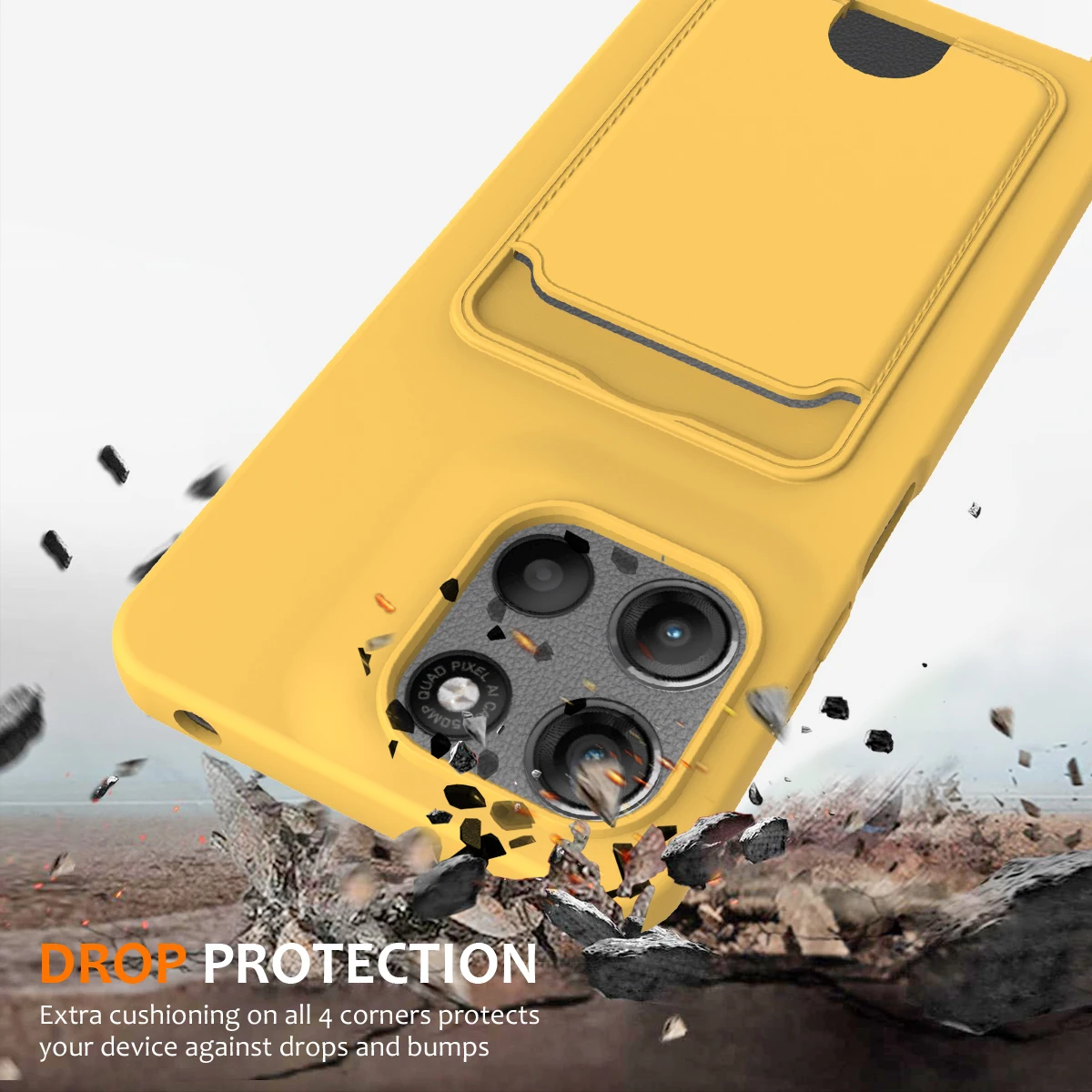 Card Slot Case with Adjustable Lanyard - TPU Soft Silicone Skin, Anti-Fall Cover