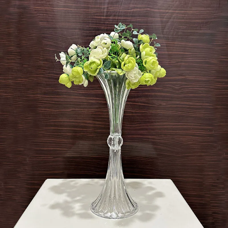 10pcs 45cm high new acrylic transparent trumpet wedding vase table decoration 3
