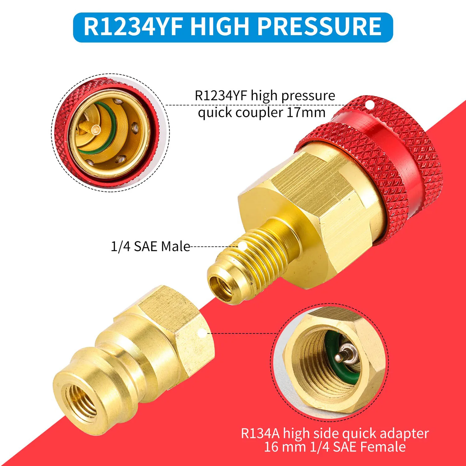 Freon R134A to R1234YF Refrigerant Gas Filling Adapter HVAC R 1234YF to 134A Inf