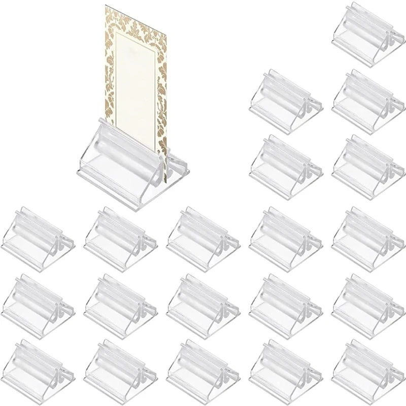 20x/Set Transparent Place Cards Holders Playing Card Holders Plastic Sign Stand Photo Menu Labels Stand Dropsale