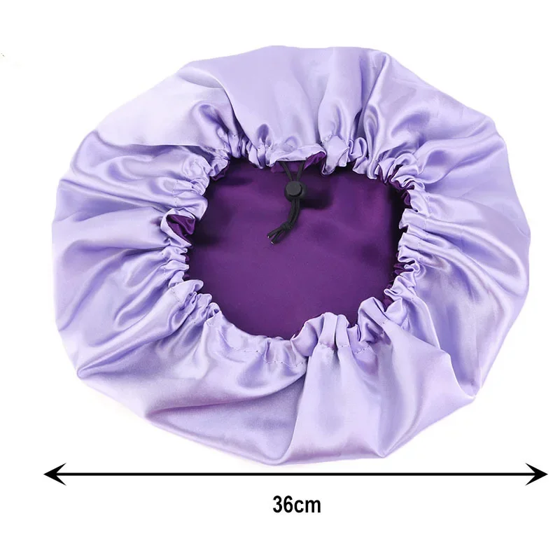 Adjustable Nightcap Double Layer Satin Bonnet Curly Elastic Hair Cap Haircare Women Headwear Night Hat Fashion Styling Accessory silk bonnet hair bonnet satin bonnet satin nightcap sleeping cap