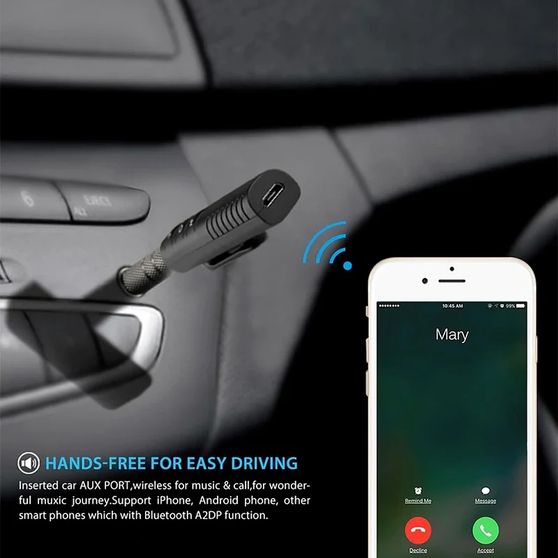 3.5mm Jack Bluetooth-Compatible Audio Receiver AUX Car Wireless Audio Transmitter Mobile Phone BT Speaker Adapter Handsfree