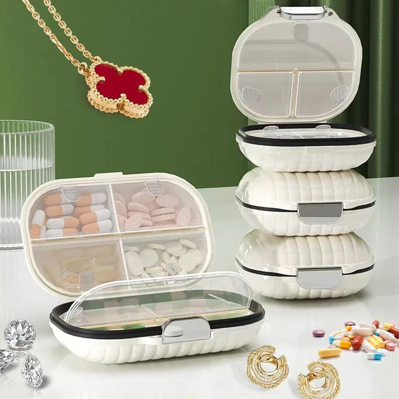Mini Portable Pill Box Travel Seven Days Multi Grid Split Package Pills Tablets Sealed Storage Box Pill Organizer Weekly