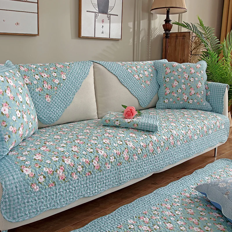 thumbnail image 1 of Estera de sofá de jacquard pastoral con borde doblado, cómoda, antideslizante, a prueba de polvo, toalla de sofá, cojín decorativo versátil para sala de estar, 1 of 5