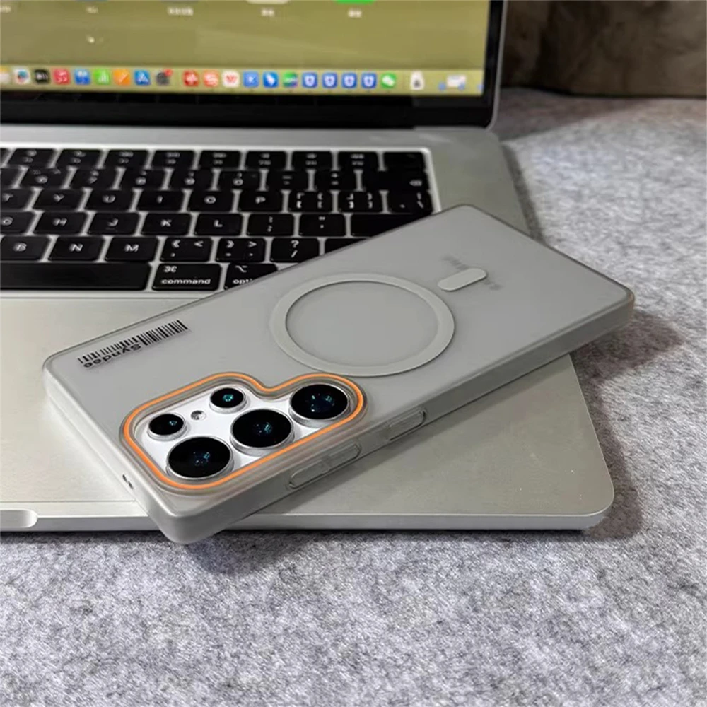Luxury Matte Translucent Magnetic Wireless Charging Case with Barcode Hard Cover
