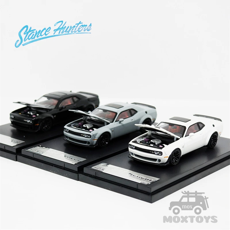 SH  Stance Hunters 1:64 Dodge SRT Hellcat Metallic White Grey Black Diecast Model Car