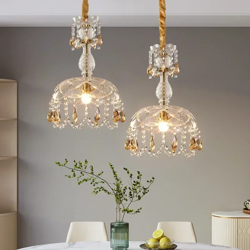 Retro American Chandelier Indoor Luxury Decorative Crystal Porch Lighting Led Ceiling Lamp Bedroom Dining Room Hanging   люстра