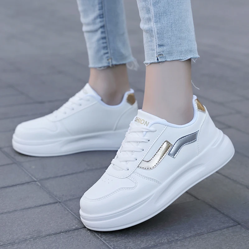 White Shoes for Women New Spring Version Lace-up Casual Shos Ladies Comfort Non-slip Flats Woman Sneakers Zapatillas