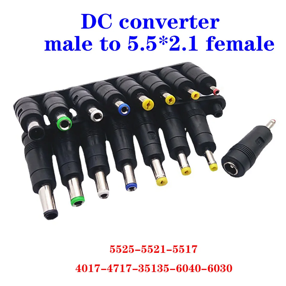 

100PCS DC Power Connector 5.5x2.1mm Female Jack to Male Plug 6.0x4.0 6.3x3.0 5.5x2.5 5.5x1.7 4.7x1.7 4.0x1.7 3.5x1.35 Converter
