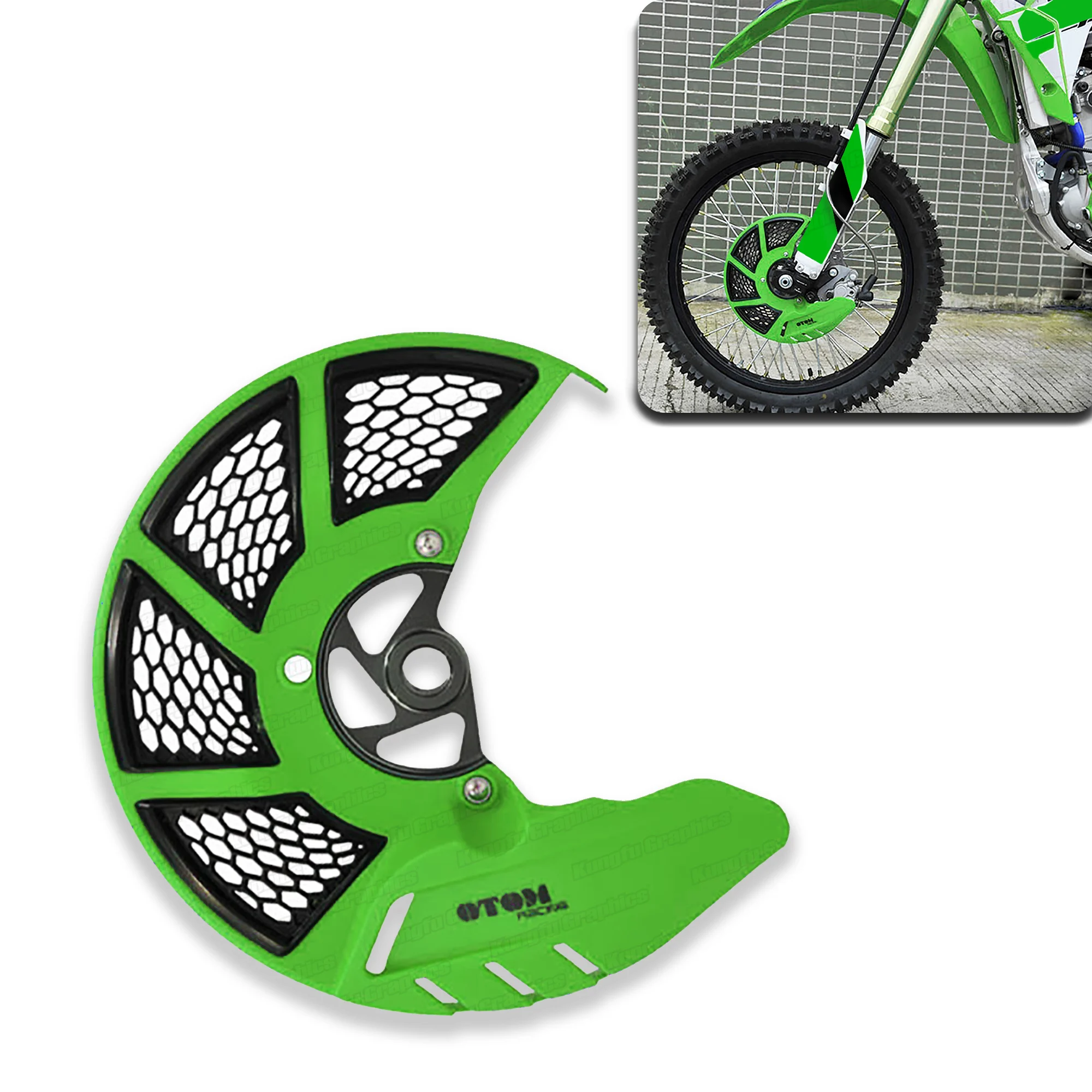 

JY Racing Dirt Bike Front Brake Disc Guard Cover for Kawasaki KX250F KX450F KXF 250 450 2006-2018 / KLX450R 2008 2009 Green