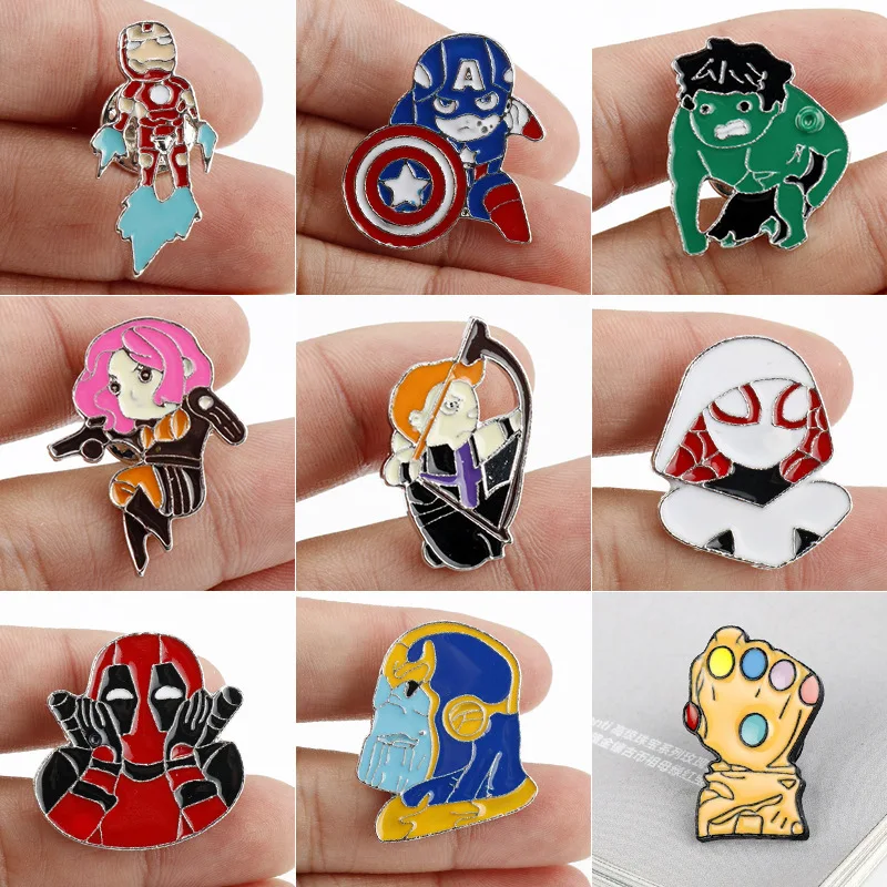 

Marvel Avengers Collection Popular Cartoon Badges Anime Iron Man Hulk Black Widow Brooch Collection Badges for Clothes Decor