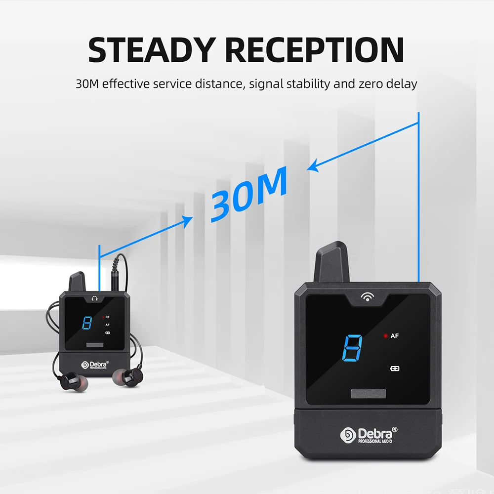 Debra Wireless In-Ear Monitor System UHF IEM Audio-Mini UHF Rechargeable for Mus