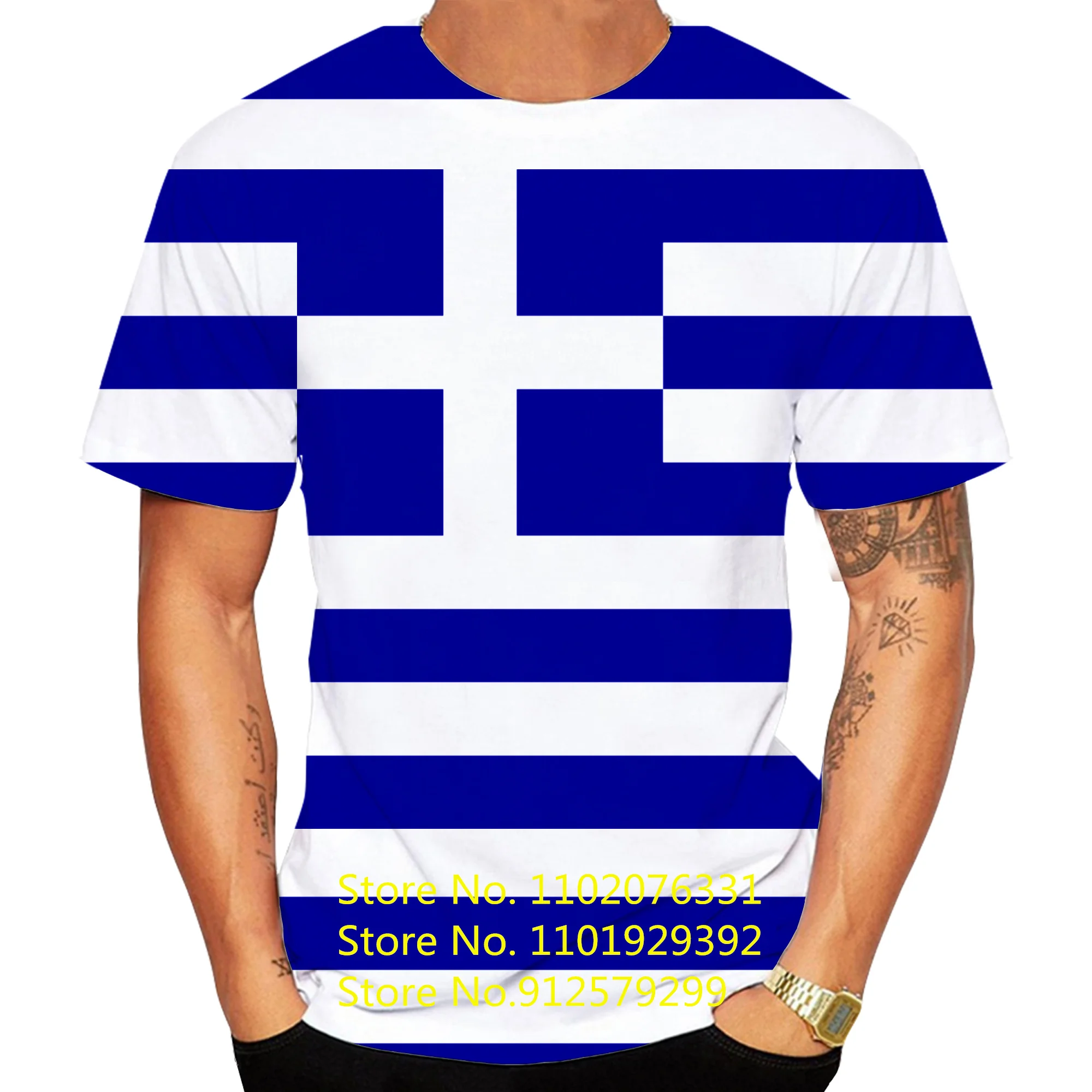 

Hip Hop Style Greece Flag Men's T-shirt Harajuku Short Sleeve 3D Printing Fashion Loose Top