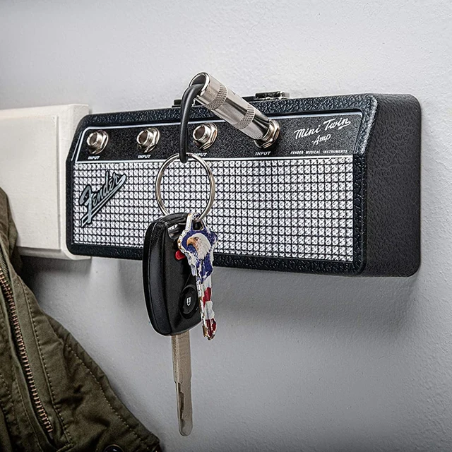 Fender Music Key Holder Falra Szerelt Kulcstartó Láncréteg Gitár Jack Tárolószervező Függő Dobozok Otthoni Dekoráció - Image 3
