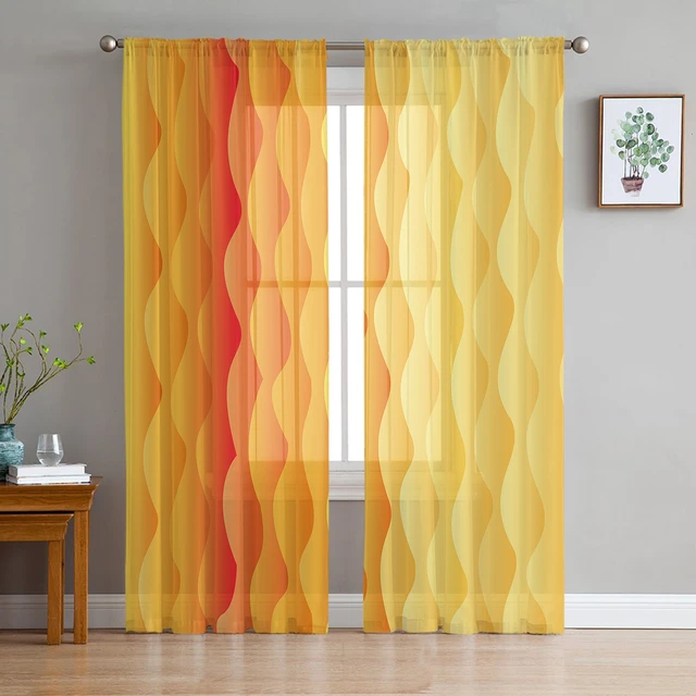 Gradiente onda curva giallo arancione tende trasparenti per soggiorno  camera da letto cucina decorazione finestra Voiles Organza Tulle tenda -  AliExpress
