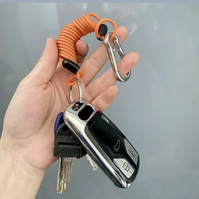 Durable Anti-Loss Steel Wire Spring Keychain with Elastic Telescopic Chain