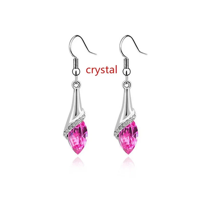 Delysia King Women Fashion Chic Shiny Water Drop Ear Dangler Gemstone Crystal Tassel Elegant Bridesmaid Earrings dangle earrings