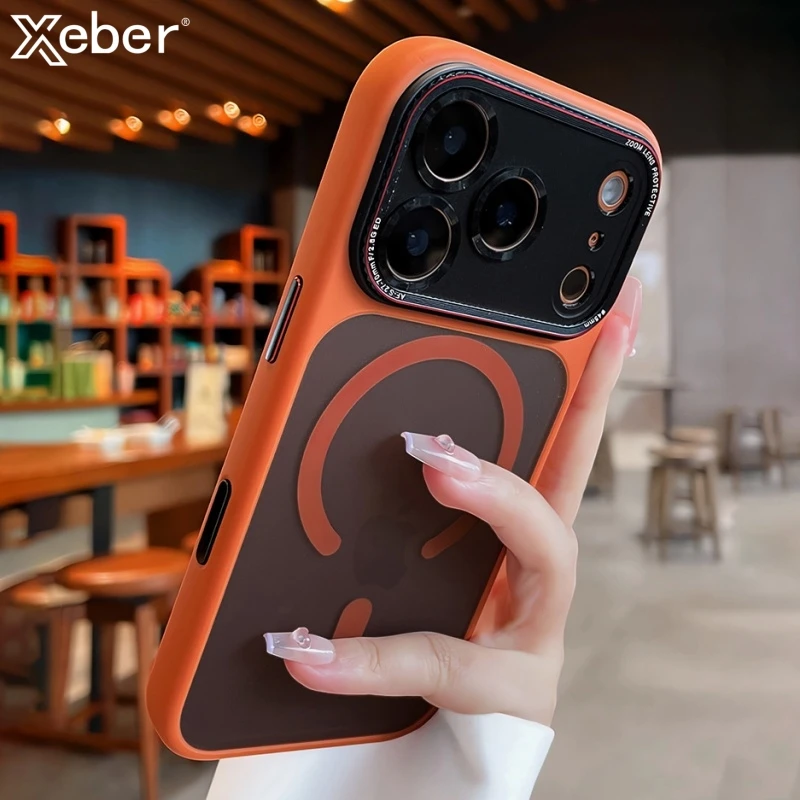 Luxuriöse, matte Handyhülle mit Magnetfunktion für MagSafe, passend für iPhone 18, 16, 15, 17 Pro Max Plus, mit Kameraschutz, stoßfestem Panzer und stoßabsorbierendem Rahmen.