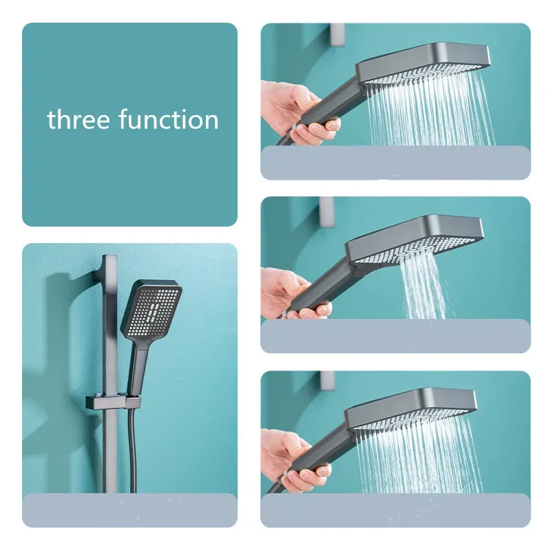 Description Picture 3 of itemShower Faucet Set Bathroom Wall Mounted Gray Solid Brass Big Plate Bathtub=