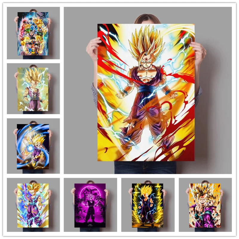 Póster de pintura de Anime Super Saiyan Gohan, arte de pared, Impresión de  Dragon Ball, imágenes clásicas, decoración del hogar, dormitorio, sin marco,  lienzo Bandai - AliExpress