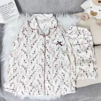 Japanese Cute Kawaii Small Cherry Pajama Set Long Sleeve Women's Soft Sleepwear Home Outfit Loungewear Nightwear Spring Autumn​ - Image 2