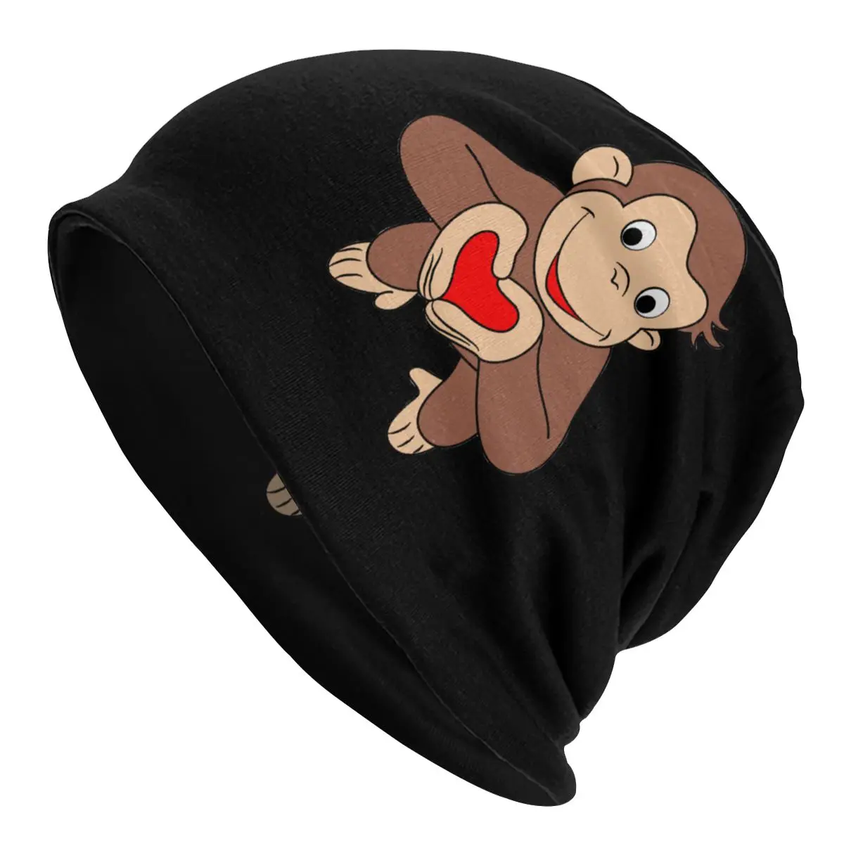 

Curious George Is All Heart Bonnet Hats Autumn Winter Skullies Beanies Hats Cute Brown Monkey for Men Women Knitted Hat Warm Cap