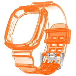 Transparent TPU Silicone Replacement Band and Case for Smartwatch Wristband Bracelet (4 orange)
